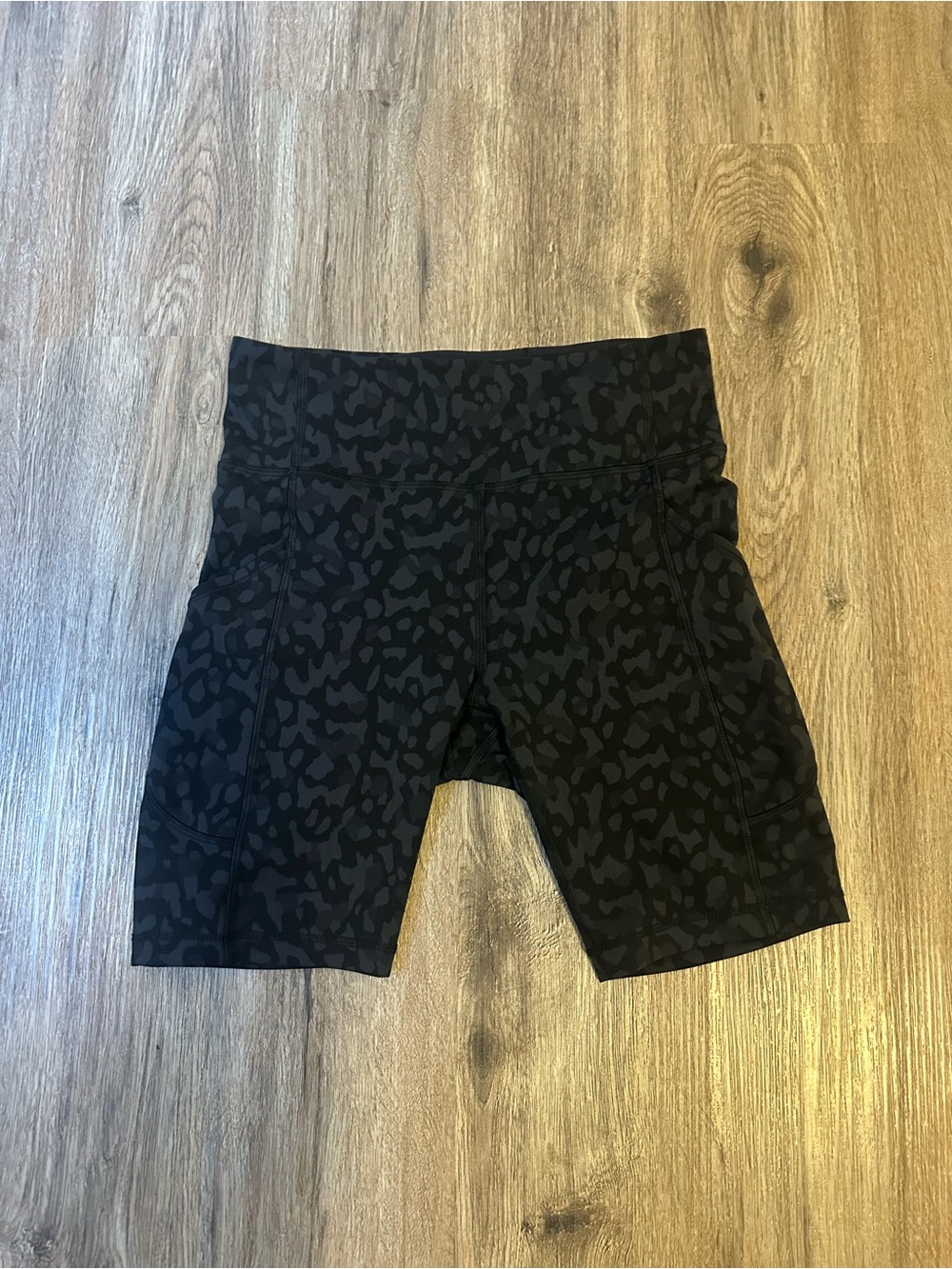 LuluLemon athletica Black Leopard Print Bike Shorts